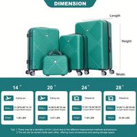 4-Piece Lightweight ABS Luggage Set With Makeup Case And 360° Spinner Wheels