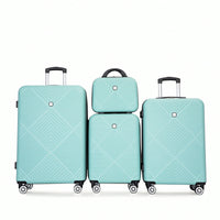 4-Piece Lightweight ABS Luggage Set With Makeup Case And 360° Spinner Wheels