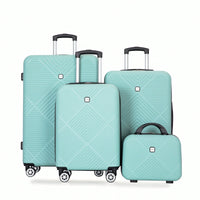 4-Piece Lightweight ABS Luggage Set With Makeup Case And 360° Spinner Wheels