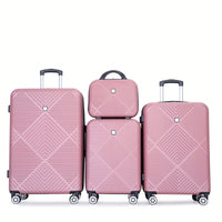 4-Piece Lightweight ABS Luggage Set With Makeup Case And 360° Spinner Wheels