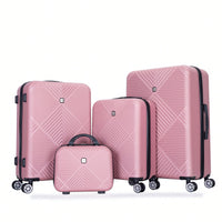 4-Piece Lightweight ABS Luggage Set With Makeup Case And 360° Spinner Wheels