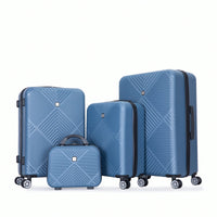 4-Piece Lightweight ABS Luggage Set With Makeup Case And 360° Spinner Wheels