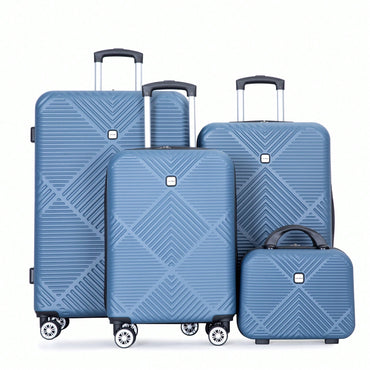 4-Piece Lightweight ABS Luggage Set With Makeup Case And 360° Spinner Wheels