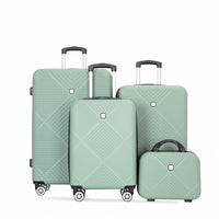 4-Piece Lightweight ABS Luggage Set With Makeup Case And 360° Spinner Wheels