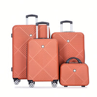 4-Piece Lightweight ABS Luggage Set With Makeup Case And 360° Spinner Wheels