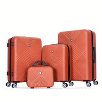 4-Piece Lightweight ABS Luggage Set With Makeup Case And 360° Spinner Wheels