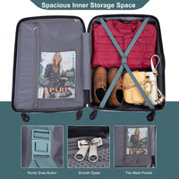 Expandable 3-Piece Lightweight PC Luggage Set With TSA Lock, Spinner Wheels, And Hooks