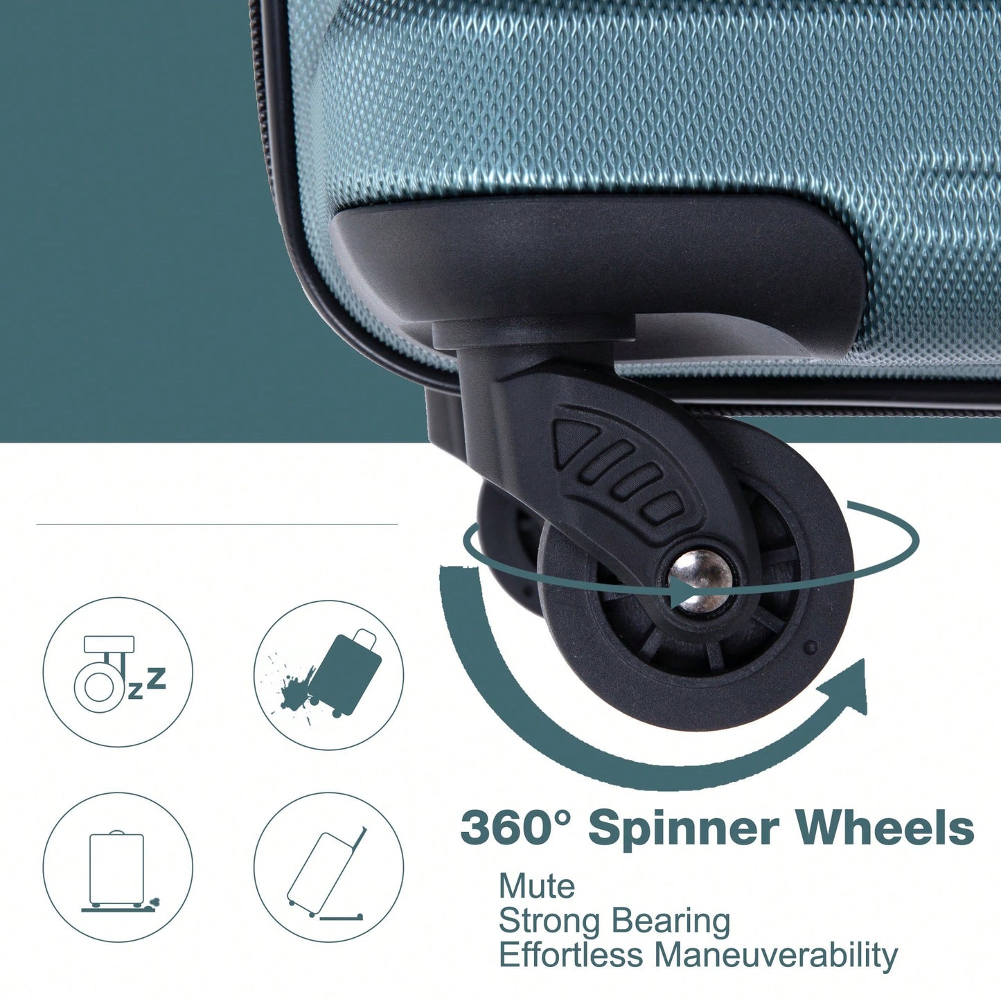 Expandable 3-Piece Lightweight PC Luggage Set With TSA Lock, Spinner Wheels, And Hooks