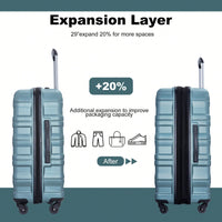Expandable 3-Piece Lightweight PC Luggage Set With TSA Lock, Spinner Wheels, And Hooks
