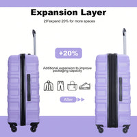 Expandable 3-Piece Lightweight PC Luggage Set With TSA Lock, Spinner Wheels, And Hooks