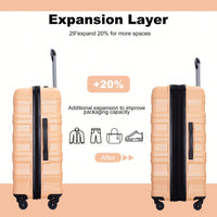 Expandable 3-Piece Lightweight PC Luggage Set With TSA Lock, Spinner Wheels, And Hooks