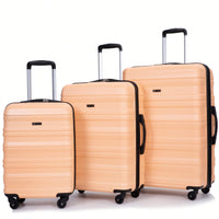 Expandable 3-Piece Lightweight PC Luggage Set With TSA Lock, Spinner Wheels, And Hooks