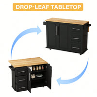 Kitchen Island Cart With 2-Door Cabinet And 3 Drawers – Versatile Storage Solution