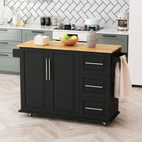 Kitchen Island Cart With 2-Door Cabinet And 3 Drawers – Versatile Storage Solution