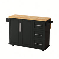 Kitchen Island Cart With 2-Door Cabinet And 3 Drawers – Versatile Storage Solution