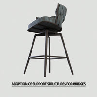 Modern Bar Chair Set Of 2 – Soft Technical Leather And Sturdy Metal Base