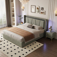 Stylish Queen Bed With Hidden Storage – Durable Cotton-Linen Fabric