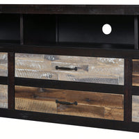 Retro Distressed Wooden TV Stand – Fits TVs Up To 65" With 6 Drawers