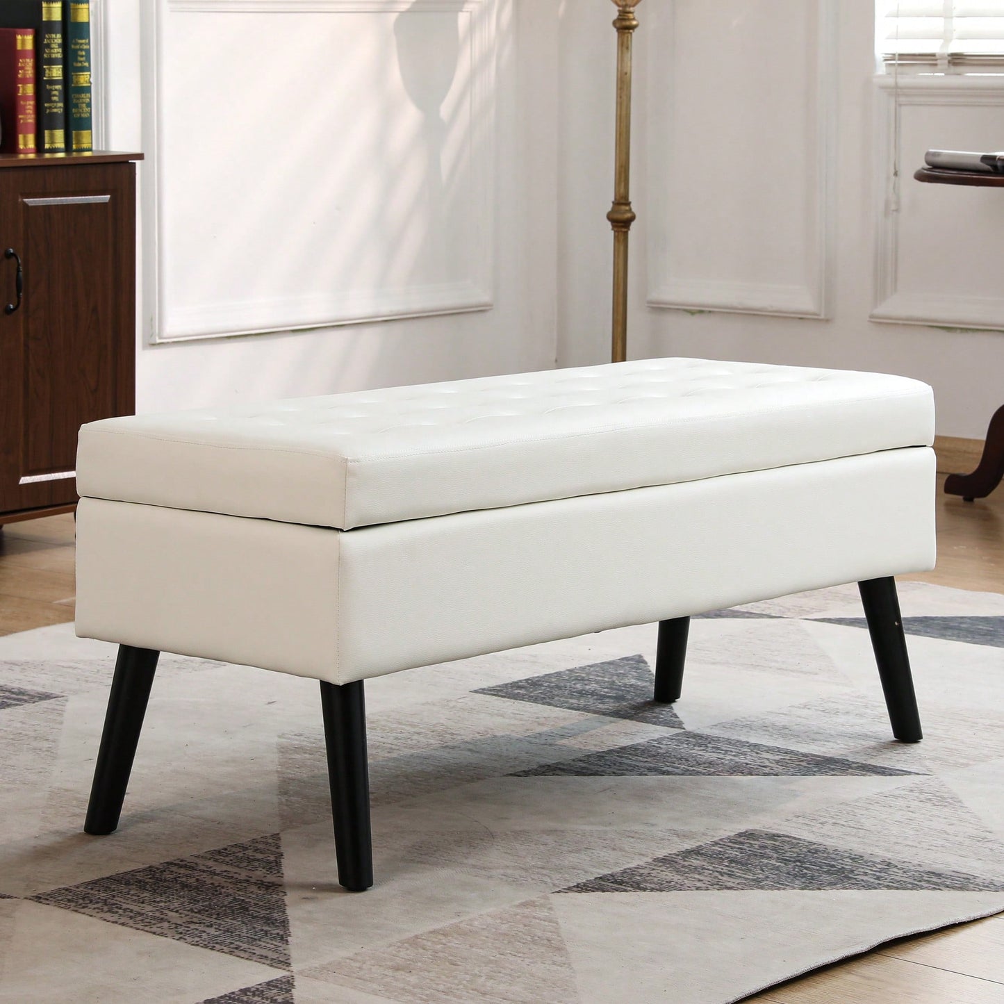 43.3" Storage Bench With Tufted Design – End Of Bed And Entryway Ottoman