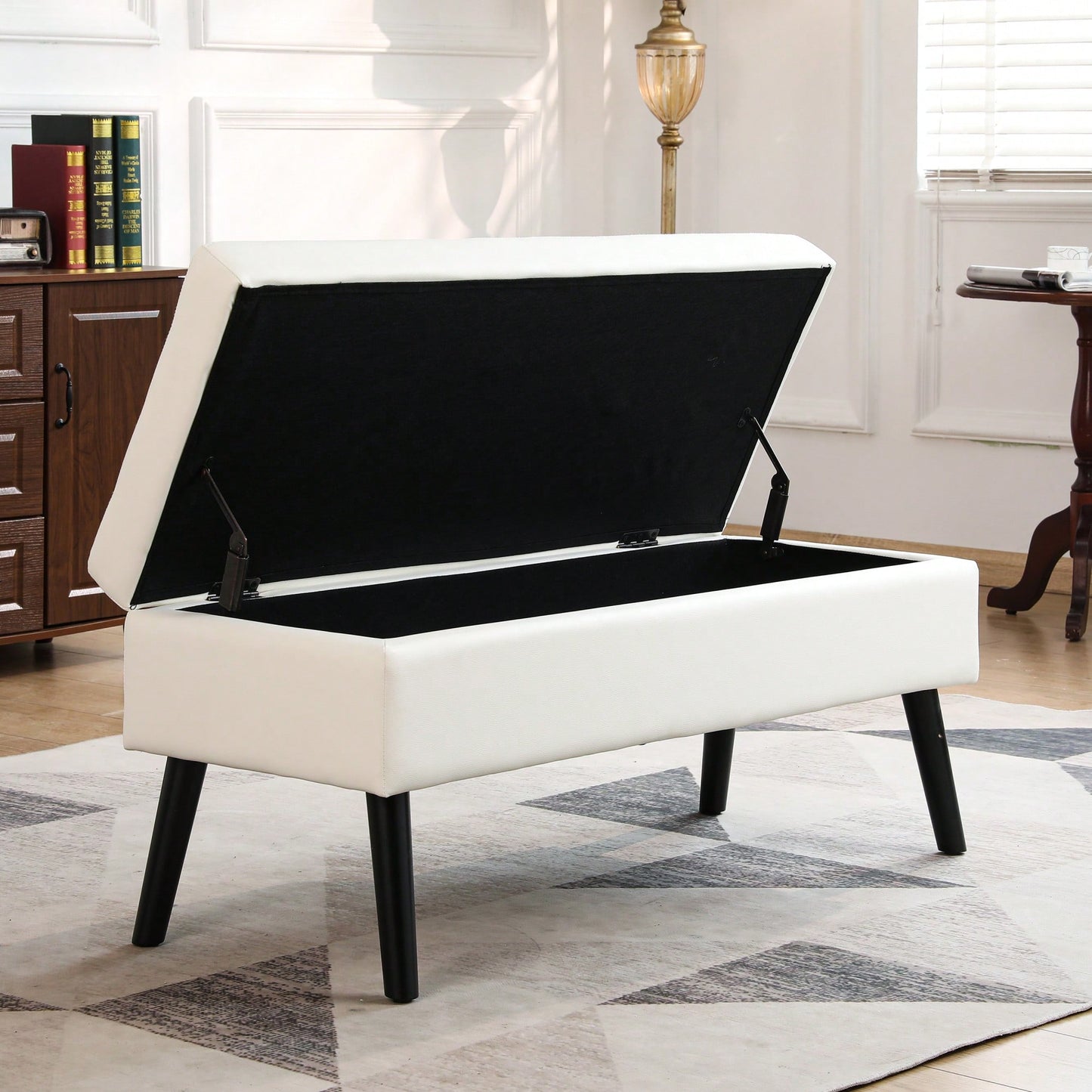 43.3" Storage Bench With Tufted Design – End Of Bed And Entryway Ottoman