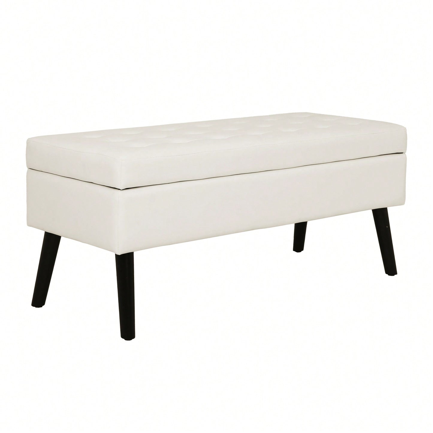 43.3" Storage Bench With Tufted Design – End Of Bed And Entryway Ottoman