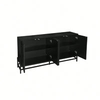 Carved 4-Door Sideboard Buffet Cabinet With Adjustable Shelves – Stylish Storage Solution