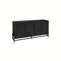 Carved 4-Door Sideboard Buffet Cabinet With Adjustable Shelves – Stylish Storage Solution