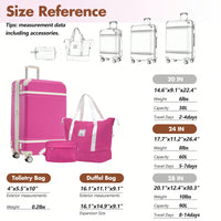 Lightweight Hardshell 24-Inch Spinner Suitcase Set With TSA Lock - Stylish Black Travel Luggage With Dual Wheels And Extra Bags
