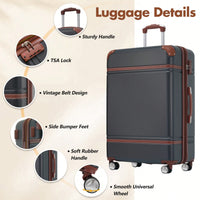 Lightweight Hardshell 24-Inch Spinner Suitcase Set With TSA Lock - Stylish Black Travel Luggage With Dual Wheels And Extra Bags