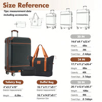 Lightweight Hardshell 24-Inch Spinner Suitcase Set With TSA Lock - Stylish Black Travel Luggage With Dual Wheels And Extra Bags