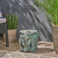 Whimsical Elephant Garden Stool With Copper Patina Finish - Perfect For Outdoor Spaces And Decor