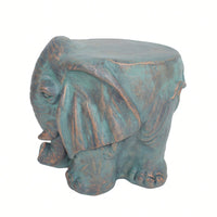 Whimsical Elephant Garden Stool With Copper Patina Finish - Perfect For Outdoor Spaces And Decor