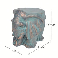 Whimsical Elephant Garden Stool With Copper Patina Finish - Perfect For Outdoor Spaces And Decor