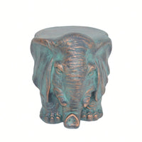 Whimsical Elephant Garden Stool With Copper Patina Finish - Perfect For Outdoor Spaces And Decor