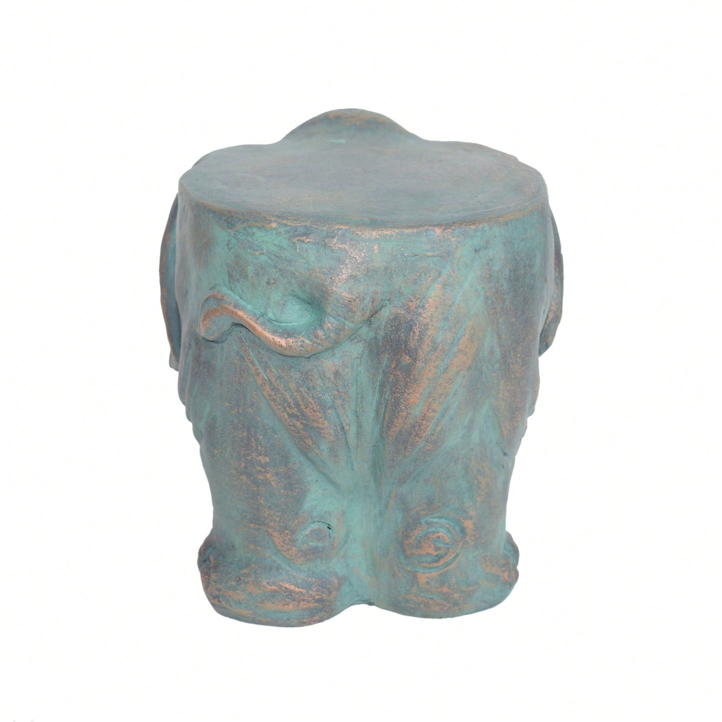 Whimsical Elephant Garden Stool With Copper Patina Finish - Perfect For Outdoor Spaces And Decor