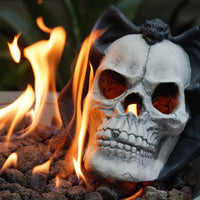 Spooky Demon Skull Gas Log for Ventless Fireplaces Ideal for Halloween and Outdoor Fire Pits