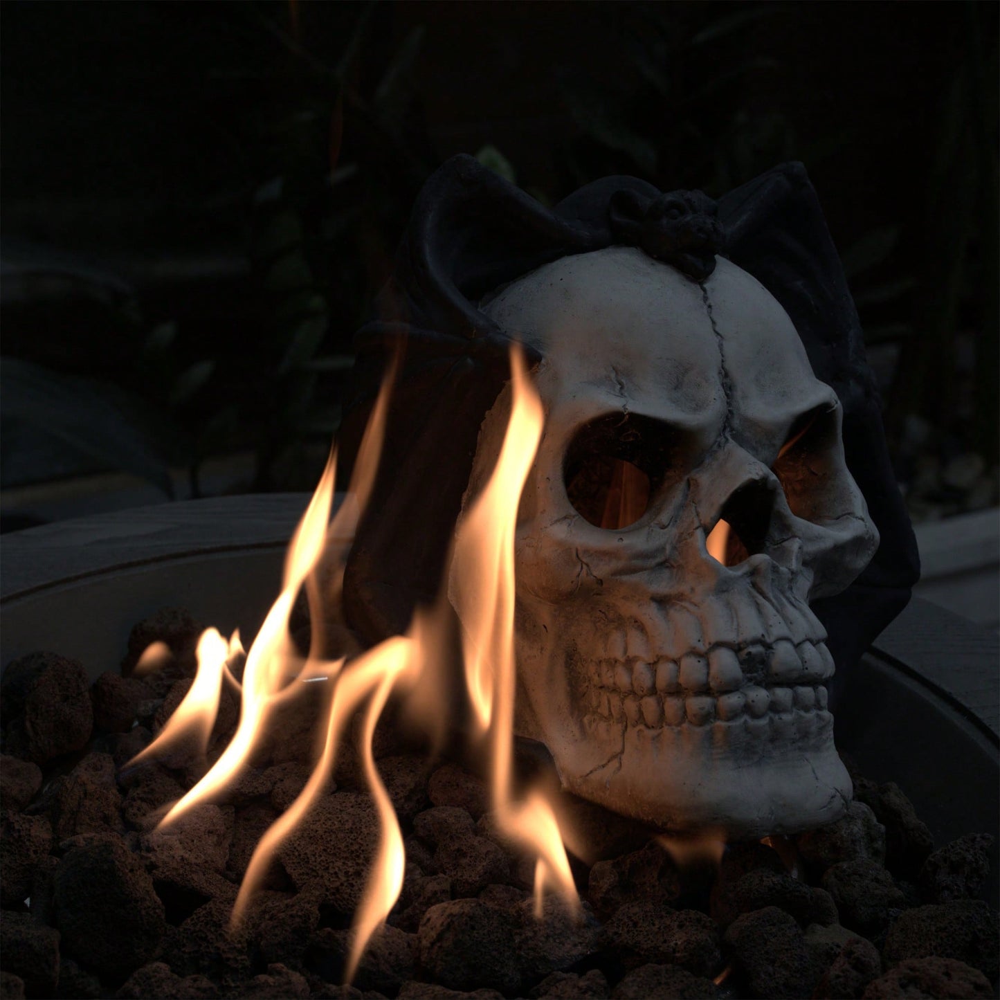 Spooky Demon Skull Gas Log for Ventless Fireplaces Ideal for Halloween and Outdoor Fire Pits