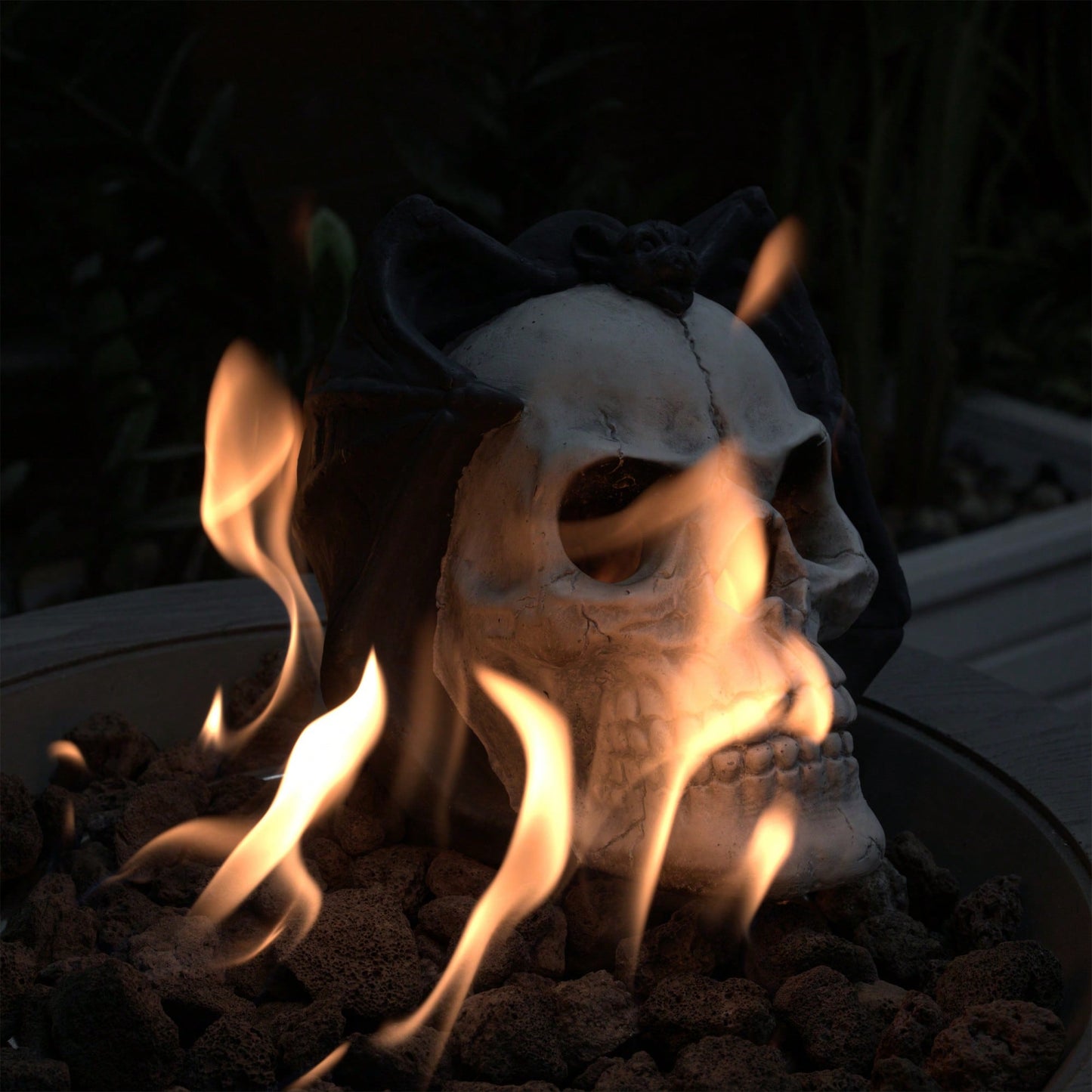 Spooky Demon Skull Gas Log for Ventless Fireplaces Ideal for Halloween and Outdoor Fire Pits