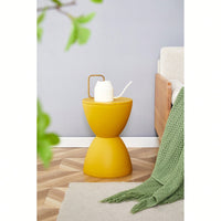 Chic Mustard Yellow Plastic Stool - Stylish Contemporary Side Table For Modern Homes