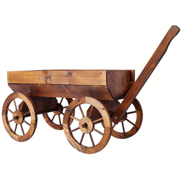 Charming Wooden Flower Planter With Wheels For Garden And Outdoor Decor