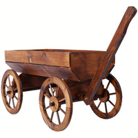 Charming Wooden Flower Planter With Wheels For Garden And Outdoor Decor