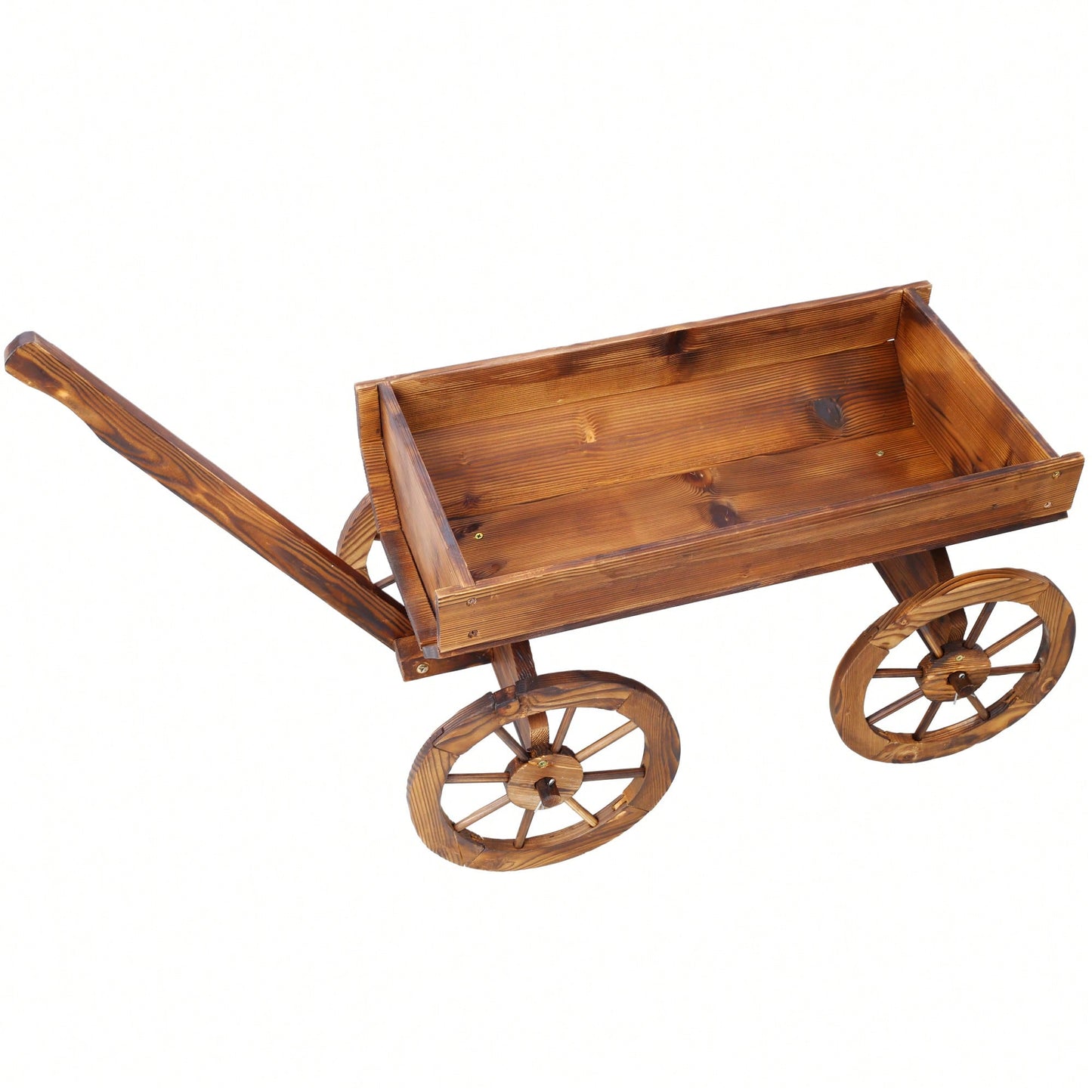 Charming Wooden Flower Planter With Wheels For Garden And Outdoor Decor