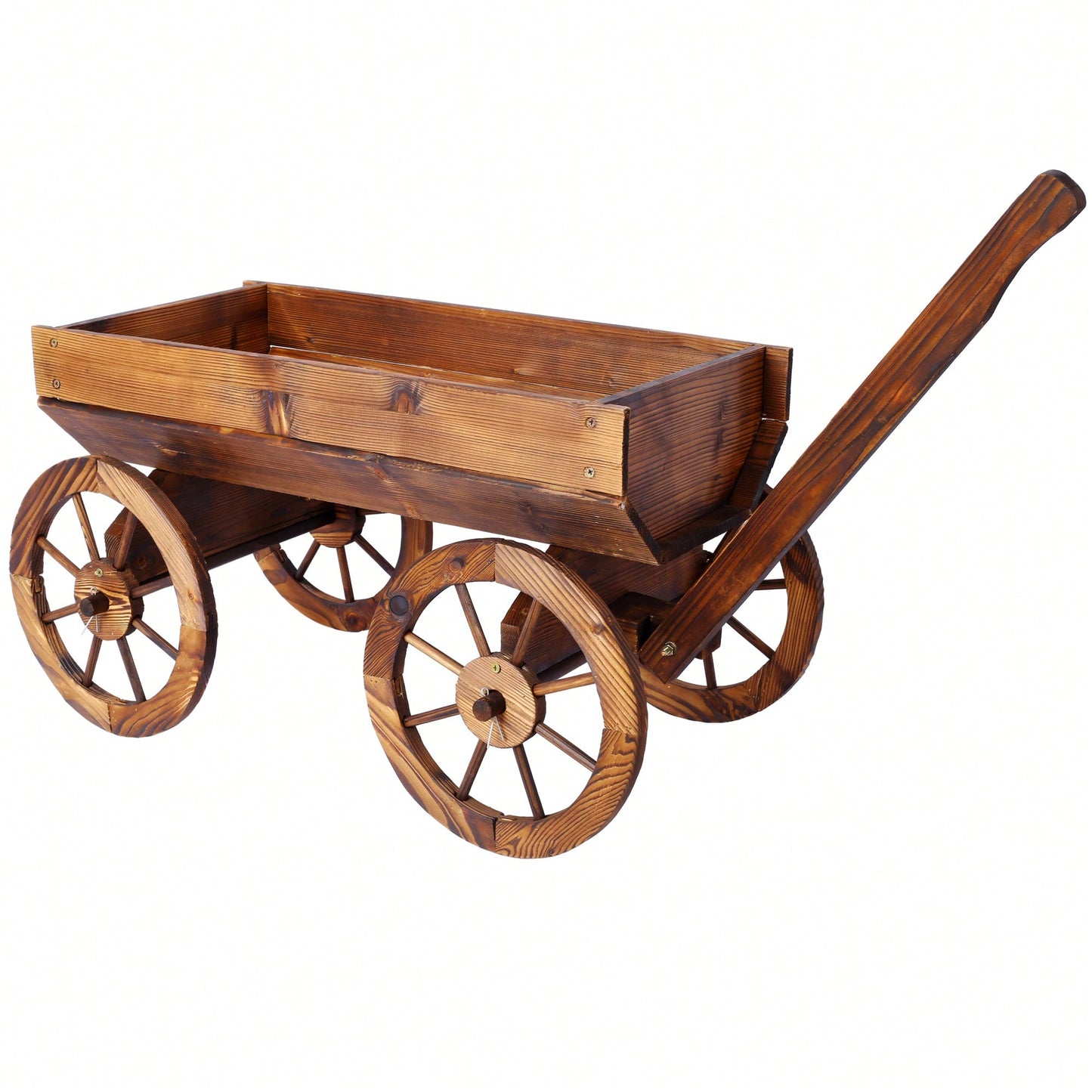 Charming Wooden Flower Planter With Wheels For Garden And Outdoor Decor