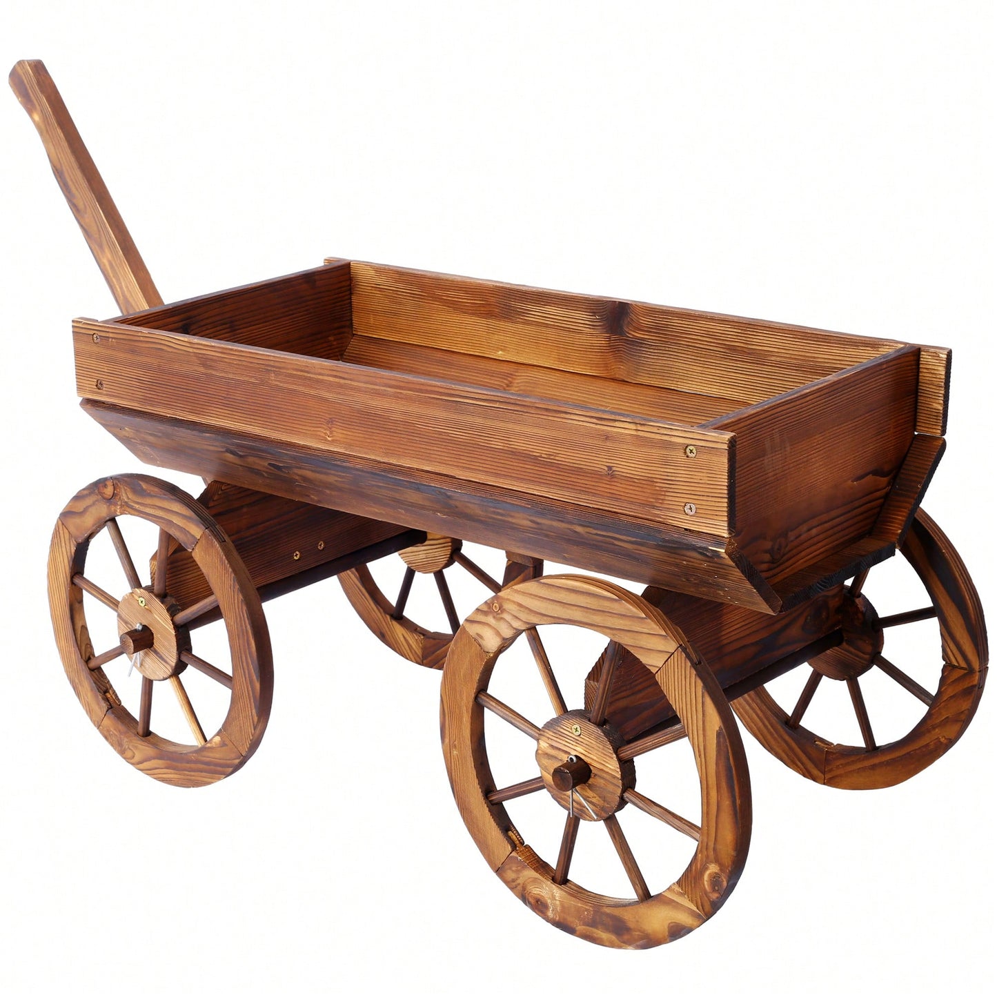 Charming Wooden Flower Planter With Wheels For Garden And Outdoor Decor