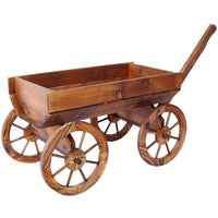 Charming Wooden Flower Planter With Wheels For Garden And Outdoor Decor