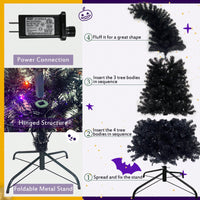 6FT Bendable Style Artificial Christmas Tree With 1,080 Lush Branch Tips & 300 LED Lights - Perfect For Halloween And Holiday Decorations
