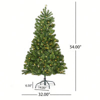 4.5-Foot Hinged Artificial Christmas Tree With 200 Clear UL-Certified Lights - 32-Inch Diameter