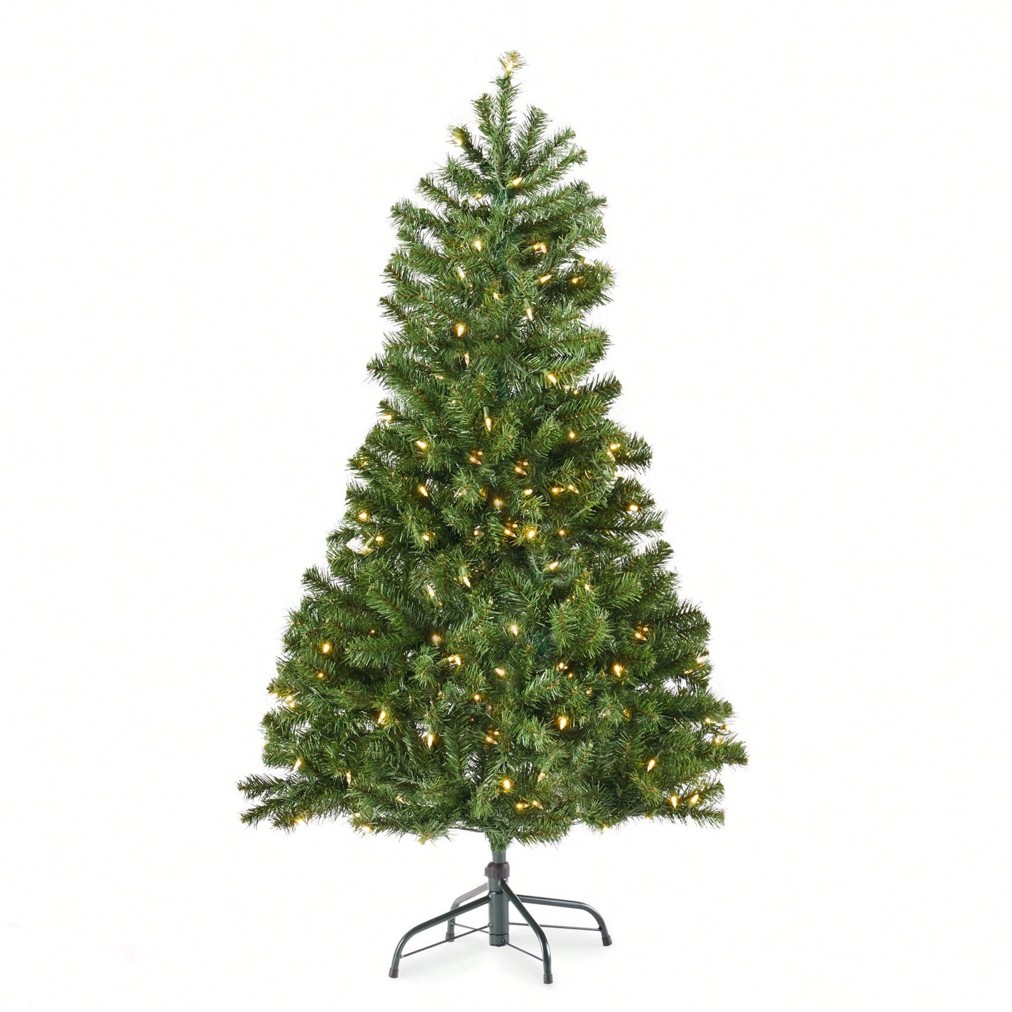 4.5-Foot Hinged Artificial Christmas Tree With 200 Clear UL-Certified Lights - 32-Inch Diameter