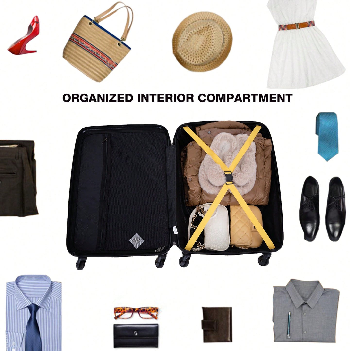 Lightweight 3-Piece ABS Luggage Set With Spinner Wheels, TSA Lock, And Dual Hooks - Green (20, 24", 28")"