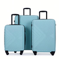 Lightweight 3-Piece ABS Luggage Set With Spinner Wheels, TSA Lock, And Dual Hooks - Green (20, 24", 28")"